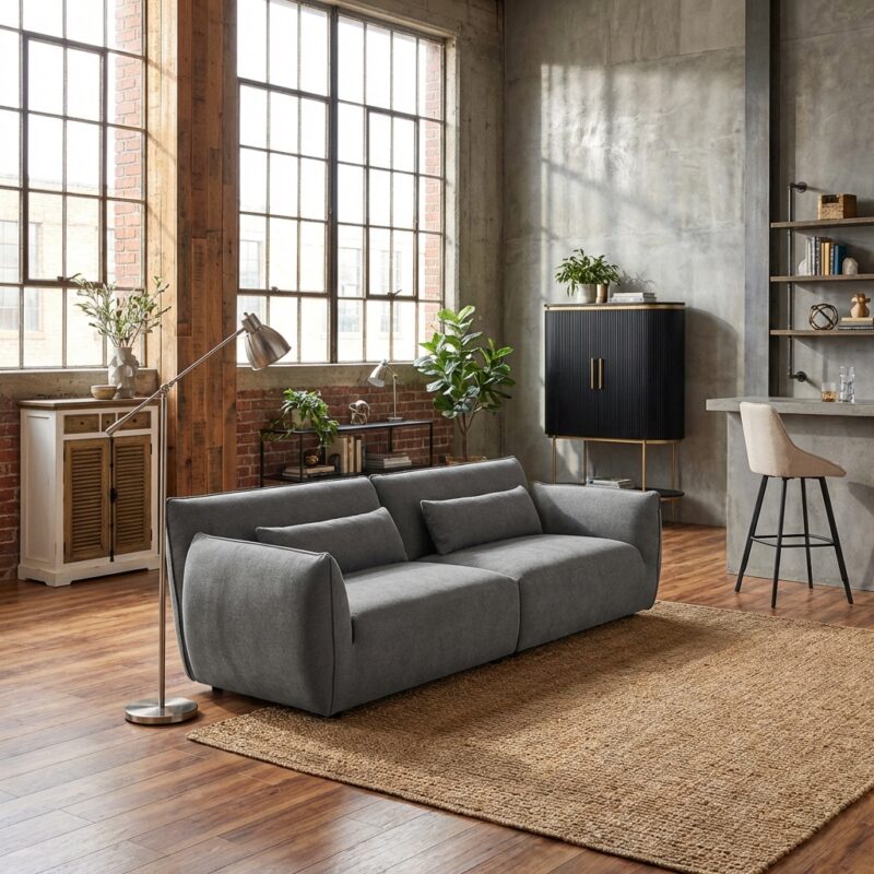 Aberdeen 4-zitsbank met stof Eden 20 graphite, complete voorstelling