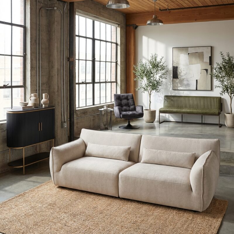 Aberdeen 4-zitsbank in creamkleur met Eden 3 stof