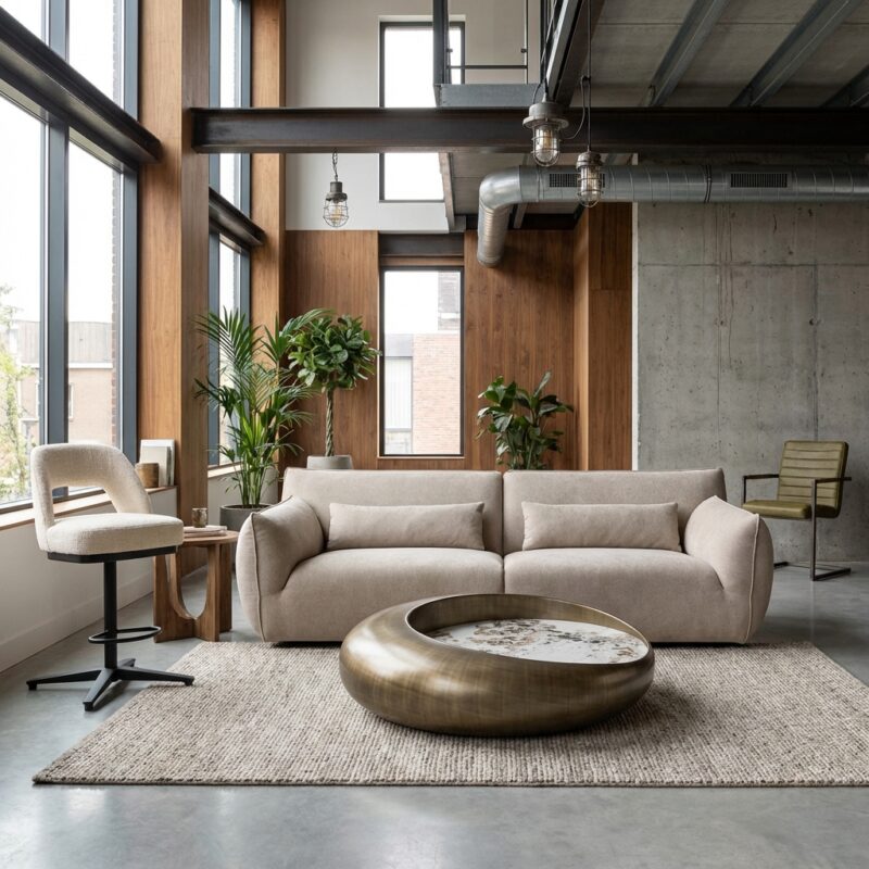 Aberdeen 4-zitsbank met Eden 4 beige stof, complete voorstelling