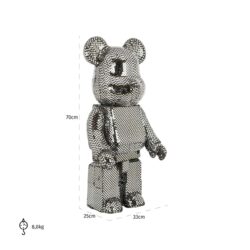 Decoratief object Bear silver small, detail van de kleur zilver en zwart
