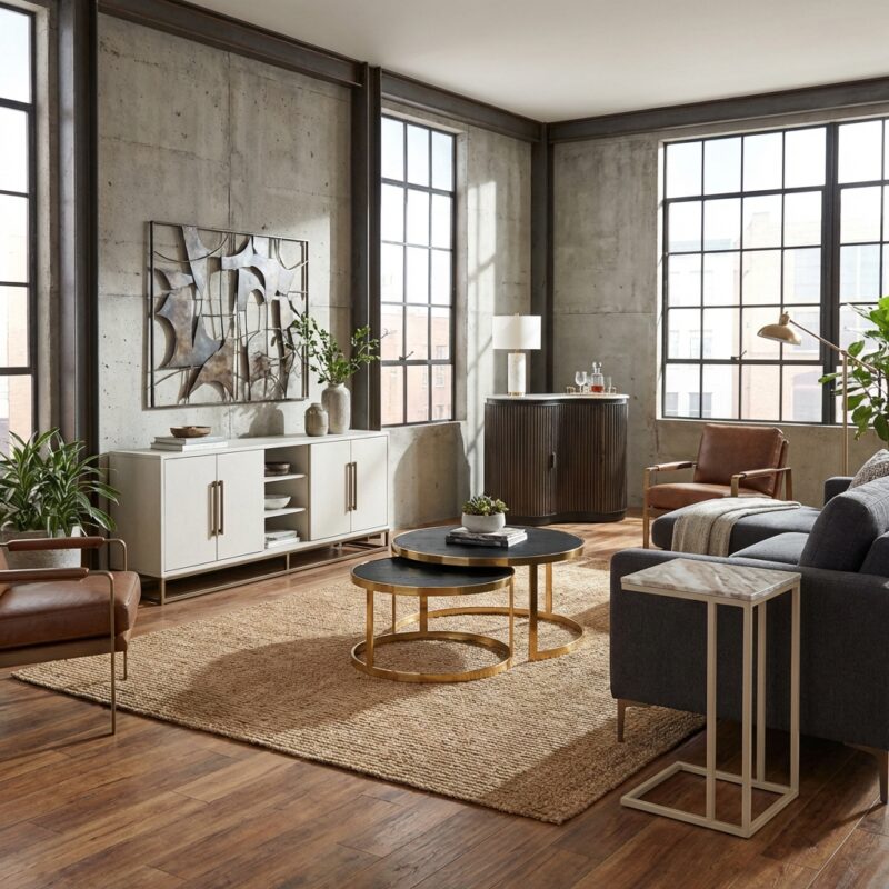 Salontafel Blackbone Gold black rustic (Set of 2)