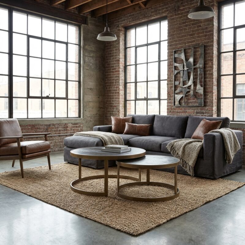 Salontafel Blackbone Brass black rustic (Set of 2)