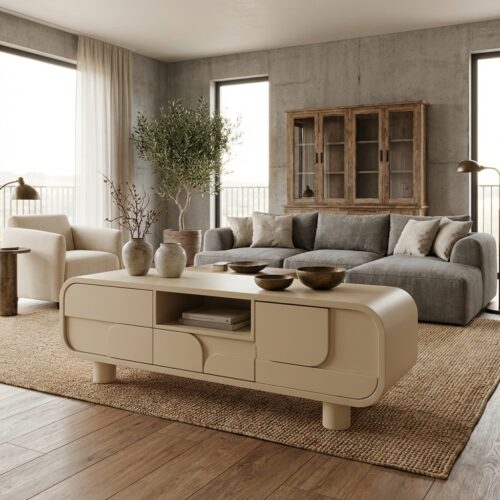 Alviano TV-meubel Japandi stijl beige gemonteerd