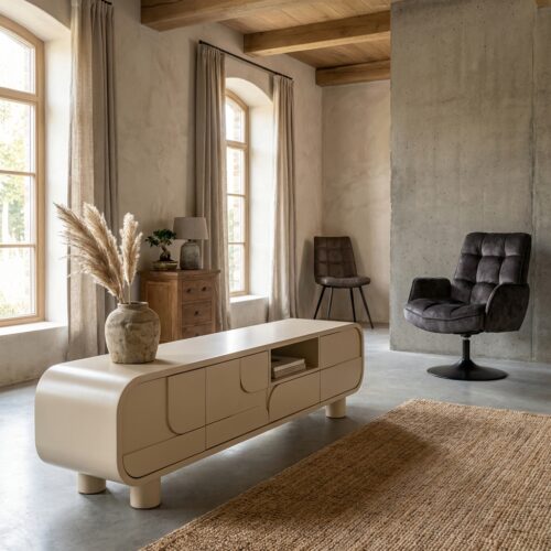 Alviano TV-meubel Japandi stijl beige gemonteerd