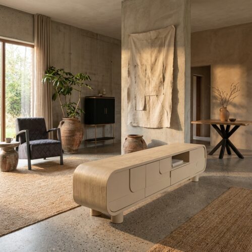 Alviano TV-meubel Japandi stijl beige gemonteerd