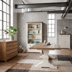 Rechthoekige landelijke eetkamertafel in wit, 200 cm lang