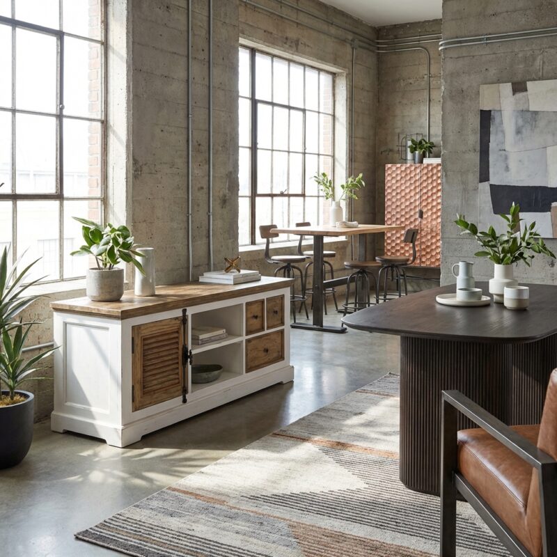 Amanda TV-meubel in wit, landelijk romantisch stijl, met 3 deuren