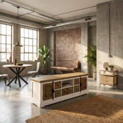 Amanda TV-meubel in wit, landelijk romantisch stijl, 190 cm breed