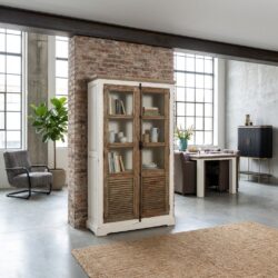 Amanda landelijke romantische vitrinekast wit 120 cm breed