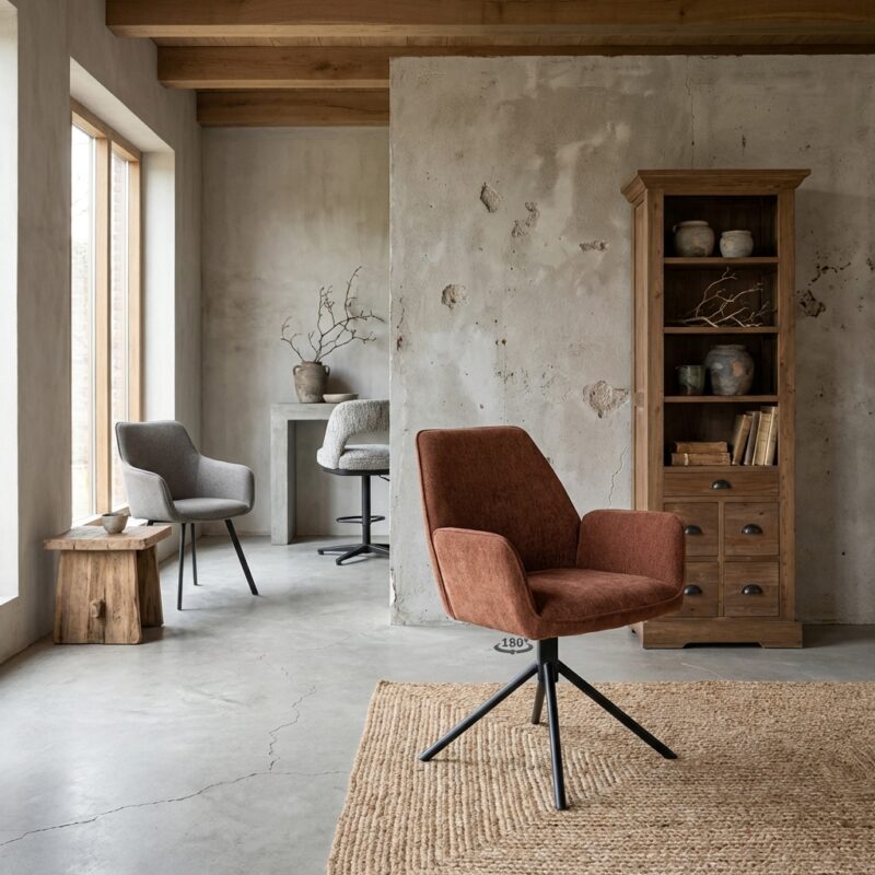 Amaro armstoel met draaibaar frame in bruin, met Nature 500 Pearl copper stof