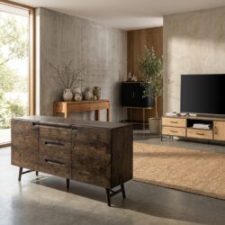 Aura dressoir espresso in bruin, landelijk modern stijl, 160 cm breed