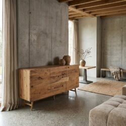 Aura dressoir naturel 160 cm, landelijk modern stijl, acacia hout