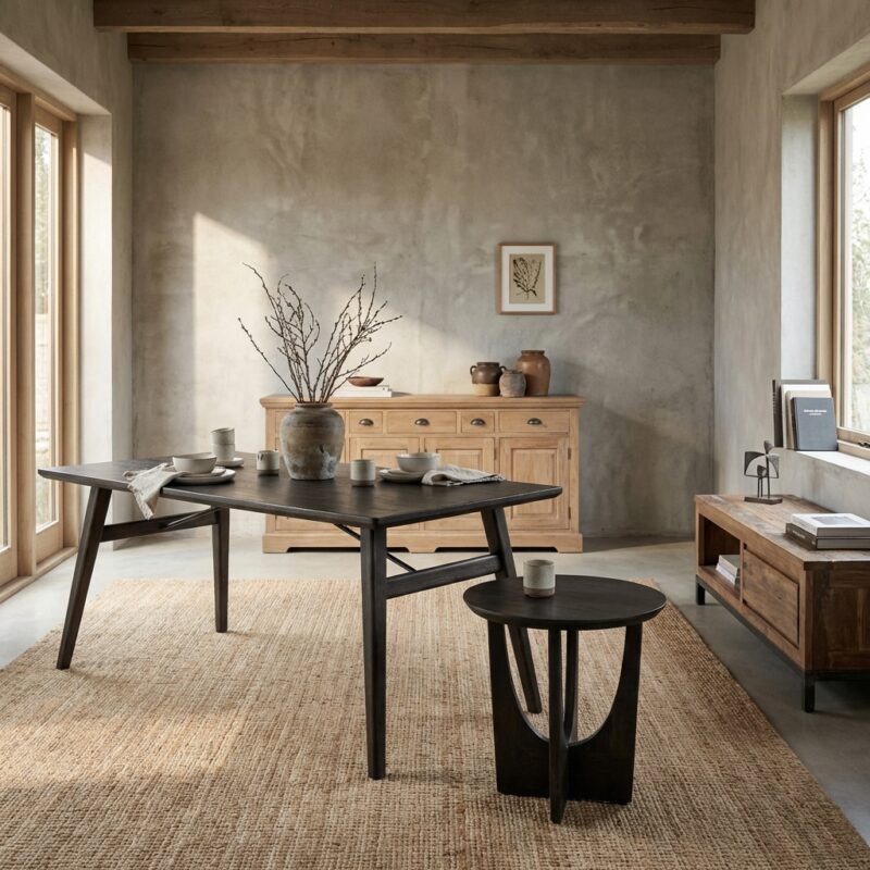 Rechthoekige eetkamertafel in espresso-hout uit de Aura collectie