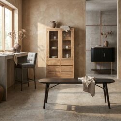 Aura eetkamertafel deens ovaal espresso in bruin acacia