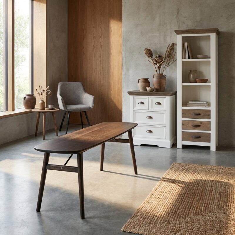 Aura eetkamertafel deens ovaal espressobruin Acacia