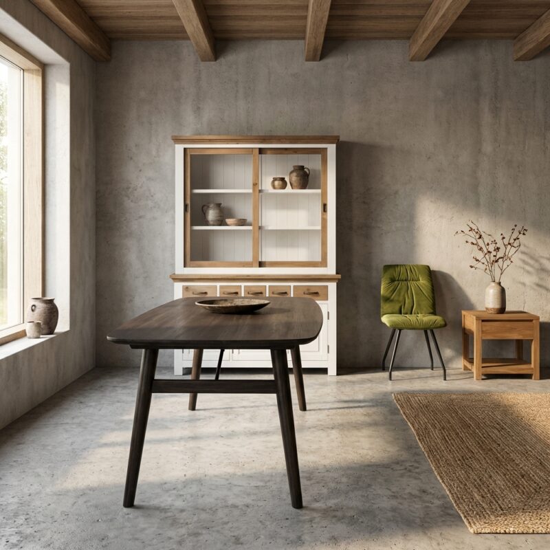 Aura eetkamertafel Deens ovaal espressobruin Acacia