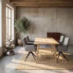 Eetkamertafel naturel 180 cm, landelijk modern, acacia hout