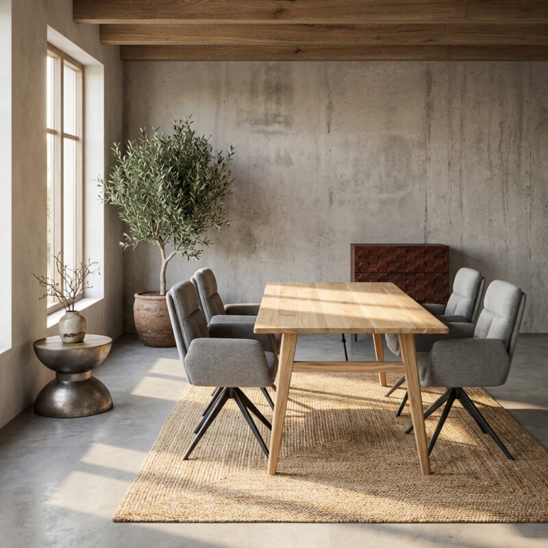 Eetkamertafel naturel 180 cm, landelijk modern, acacia hout