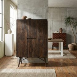 Aura opbergkast espresso 100 cm, landelijk modern stijl, bruin acacia