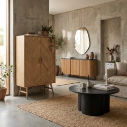 Aura opbergkast naturel 100 cm, landelijk modern, acacia hout