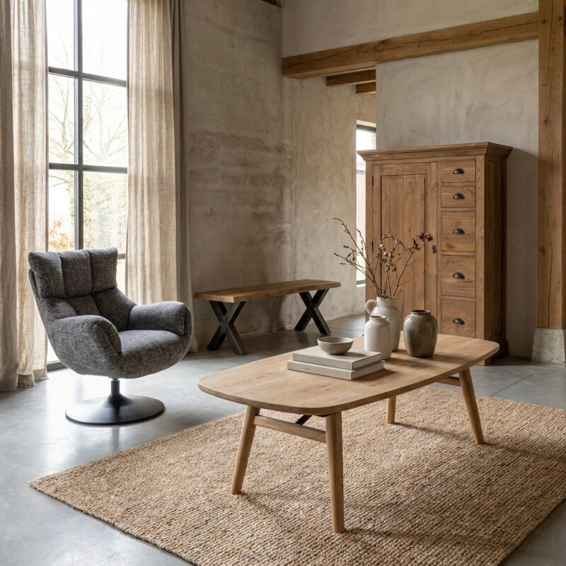 Aura salontafel deens ovaal in natuurlijk acacia hout