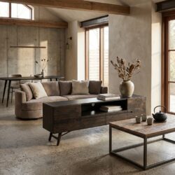 Aura TV-meubel espresso 180 cm, landelijk modern stijl, bruin acacia