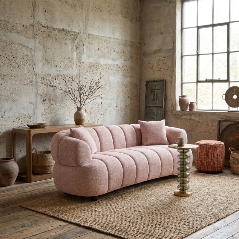 Bank Amelia lodge blossom, zitmeubel, hout, polywood, veren, schuim, 100% polyester microvezel