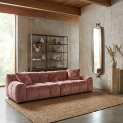 Bank Charelle rose chenille, comfortabel zitmeubel met luxe stof