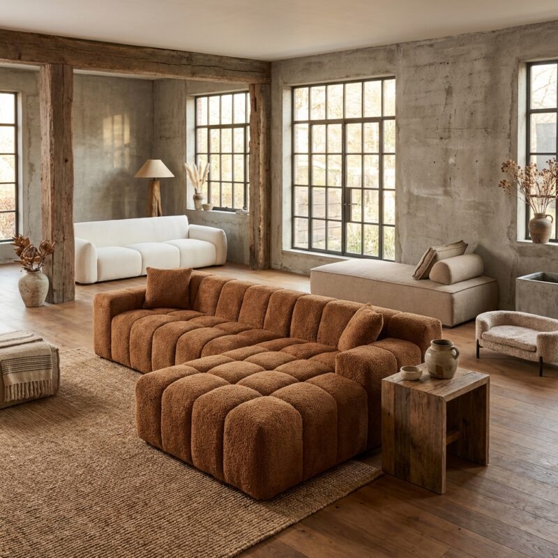 Bank Cube lovely cinnamon 3-seater lounge left modern design