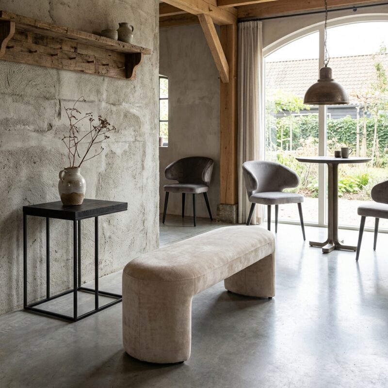 Bank Fargo wit chenille zitmeubel in witte stof