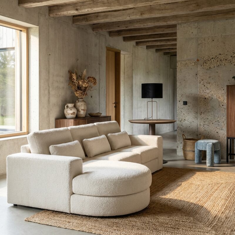 Bank Felix wit chenille 2,5-seater lounge meubel