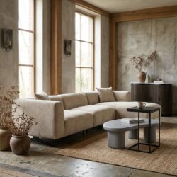 Hoxton 3-zits bank met lounge in lovely beige, comfortabel en stijlvol