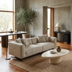 Hoxton 3-zits bank in trendy nature met geweven bekleding en metalen poten