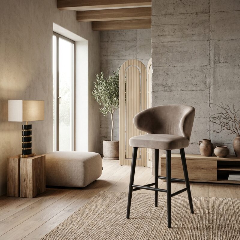 Barstoel Indigo khaki velvet