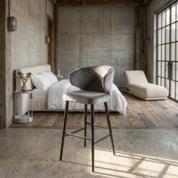 Barstoel Indigo Stone velvet, moderne keukenstoel, comfortabel en stijlvol