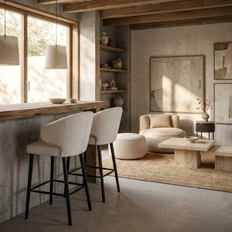 Barstoel Indigo white bouclé