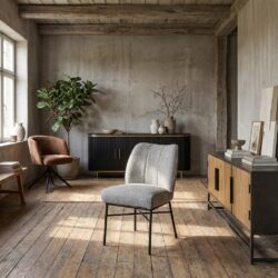 Barzio eetkamerstoel Oasis 40 in asgray kleur met zwart frame en pocket spring