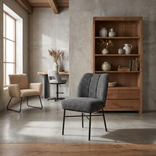 Barzio eetkamerstoel Oasis 87 Slate, landelijk modern, grijs frame