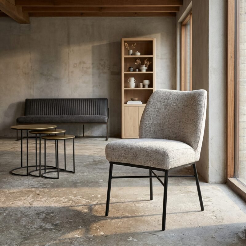 Barzio eetkamerstoel Oasis 91 Bisque beige landelijk modern