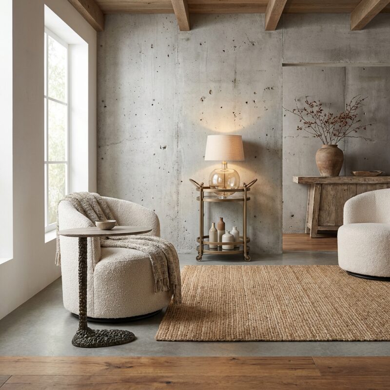 Bijzettafel Arosa brown, handgemaakt, aluminium en Mdf