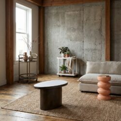 Bijzettafel Biloxi bruin, handgemaakt, morchana marmer en mdf