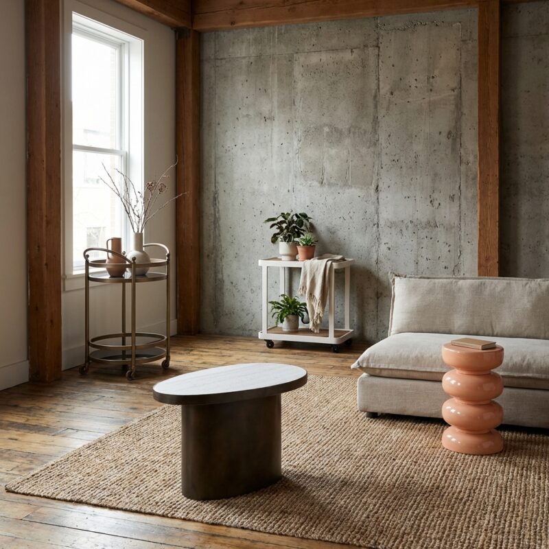 Bijzettafel Biloxi bruin, handgemaakt, morchana marmer en mdf