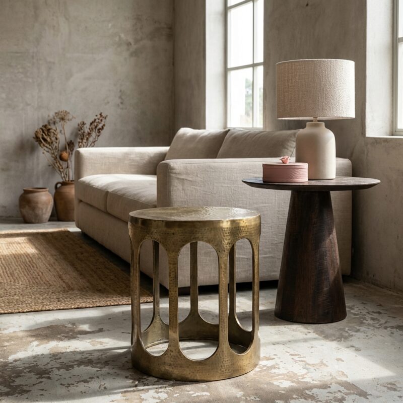 Bijzettafel Du Pont goud aluminium modern handgemaakt