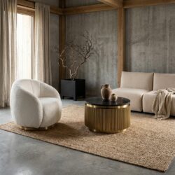 Bijzettafel Ironville goud met marmeren blad en gouden details