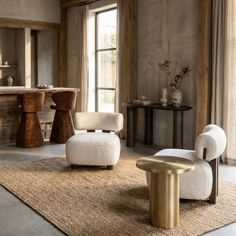 Bijzettafel Naya in goud met handgemaakt design