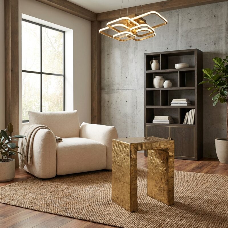 Novan goud bijzettafel aluminium handgemaakt compact stijlvol