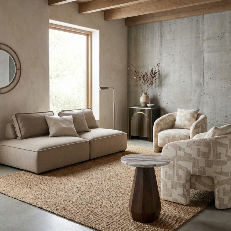 Bijzettafel Oberoy Blush beige 45Ø