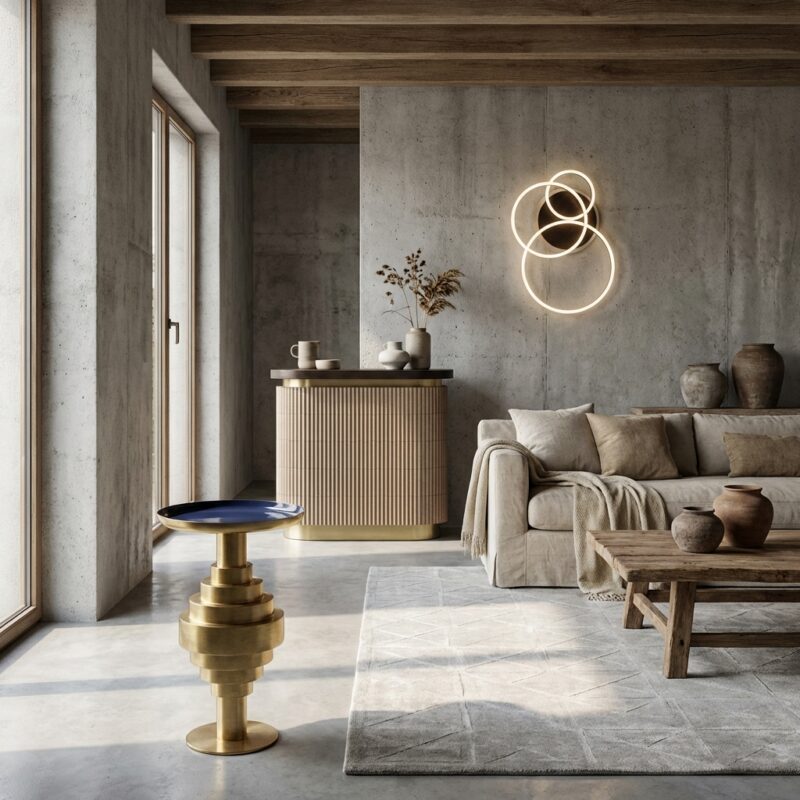 Bijzettafel Renao gold ijzer sculpturaal ontwerp