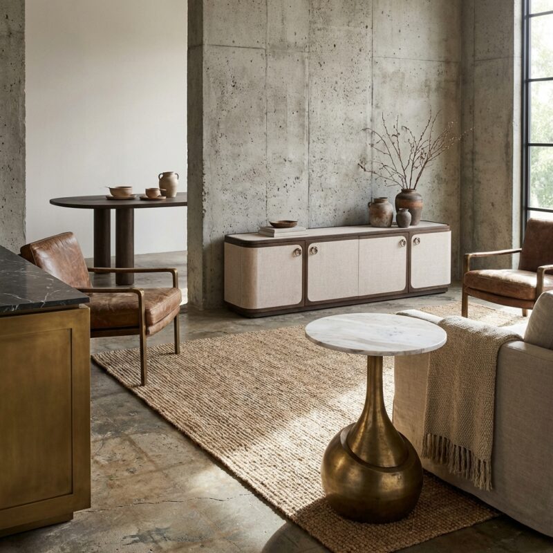 Bijzettafel Sia Blush beige luxe accenttafel met Toronto marmer en goudkleurig aluminium