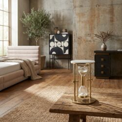 Bijzettafel Tempus goud en wit, handgemaakt designmeubilair